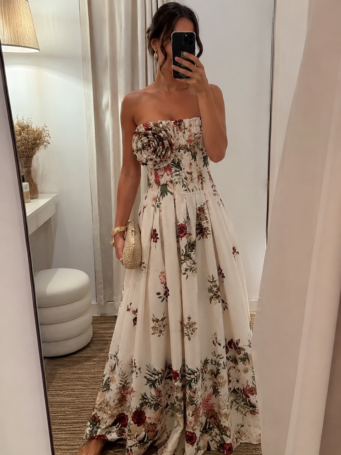 Robe Bustier Fleurie 100% Coton | Élégance Bohème Chic