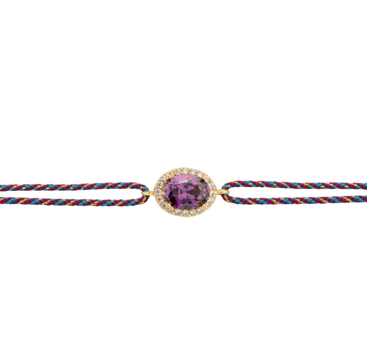 Bracelet Amethyst Dynasty Pierre Violette Ajustable – Mya Bay | Zircons Cordon