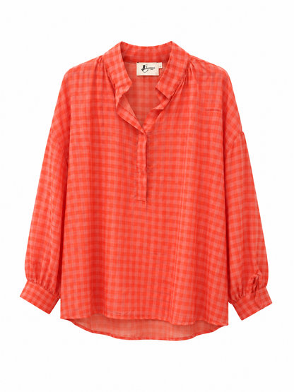 Blouse corail Vichy 100% coton