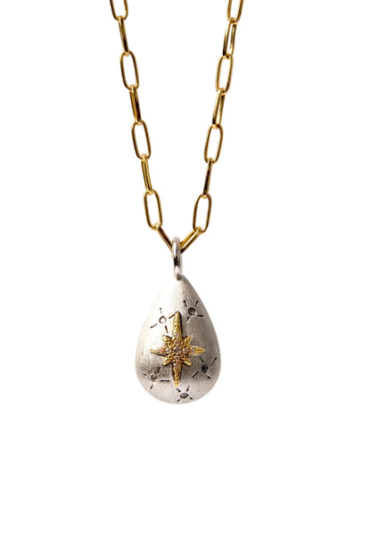 Collier Pendentif Goutte Bicolore Femme – Étoile Zircons | Mya Bay