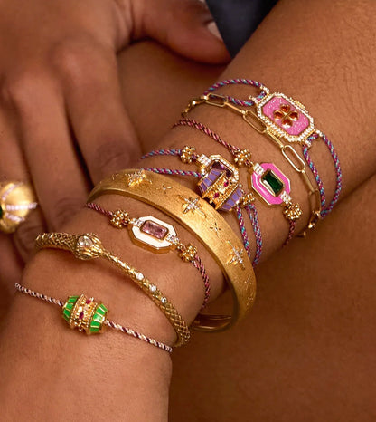 Bracelet Talisman Green Doré – Mya Bay | Cordon Ajustable Zircons Verts