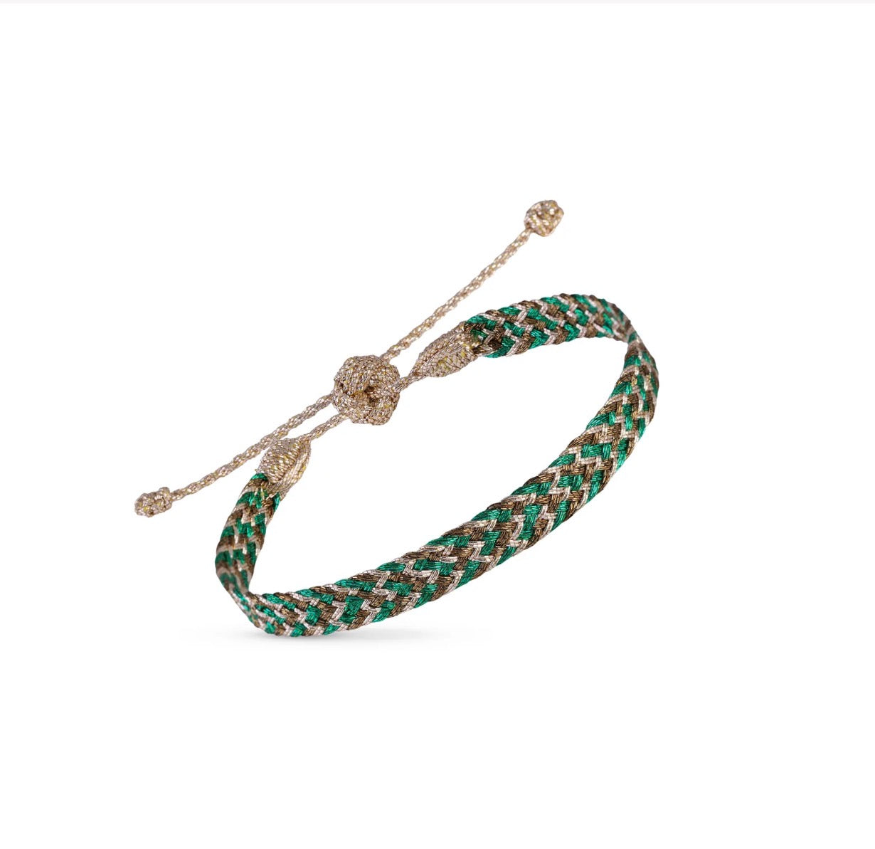 Bracelet Tressé Artisanal Vert & Doré – Fait Main Bohème Chic