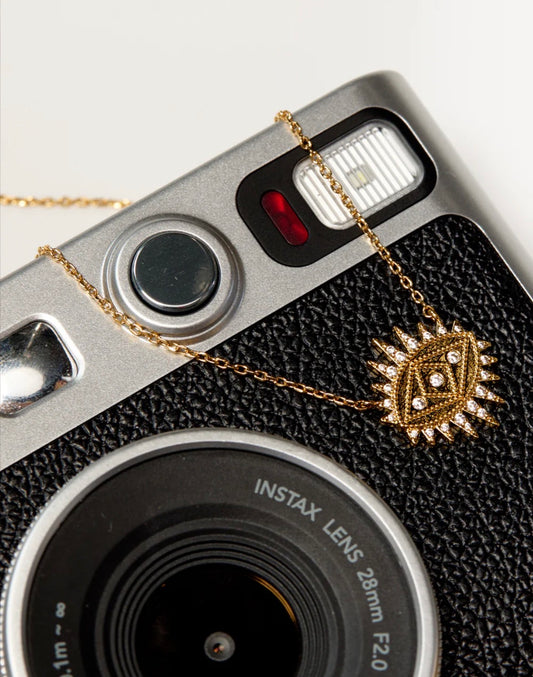 Collier Giulia Mya-Bay | Œil Protecteur Doré Zircons Femme
