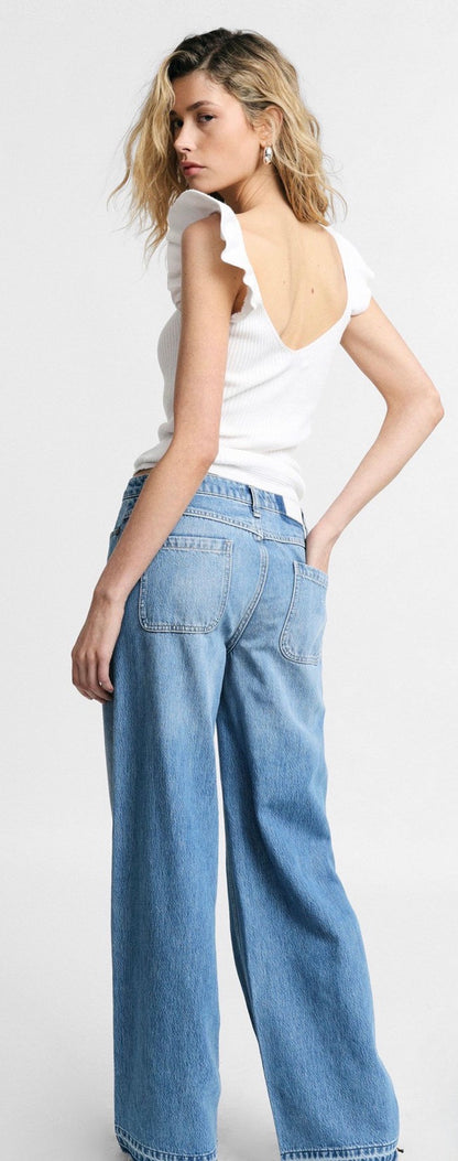 Jean Wide Leg Stone Wash – Please | Denim Lyocell Souple Femme