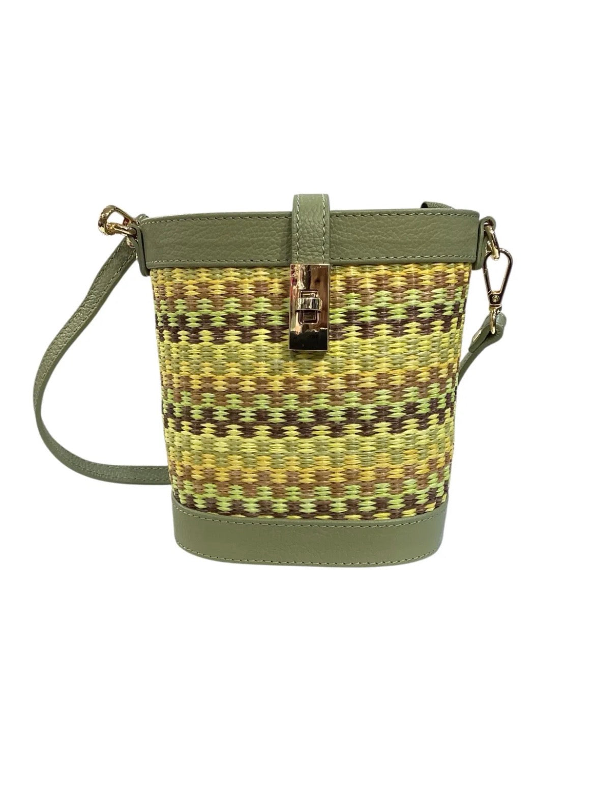Sac seau cuir&raphia mini bucket bag tendance été |porté épaule & bandoulière