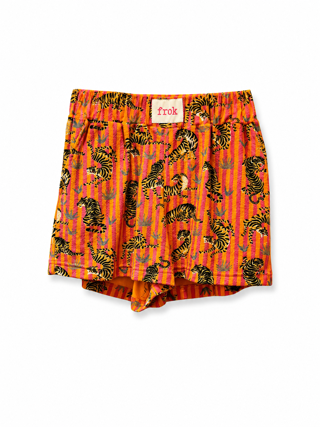 Short Imprimé Tigre Frok – Éponge Rose & Orange