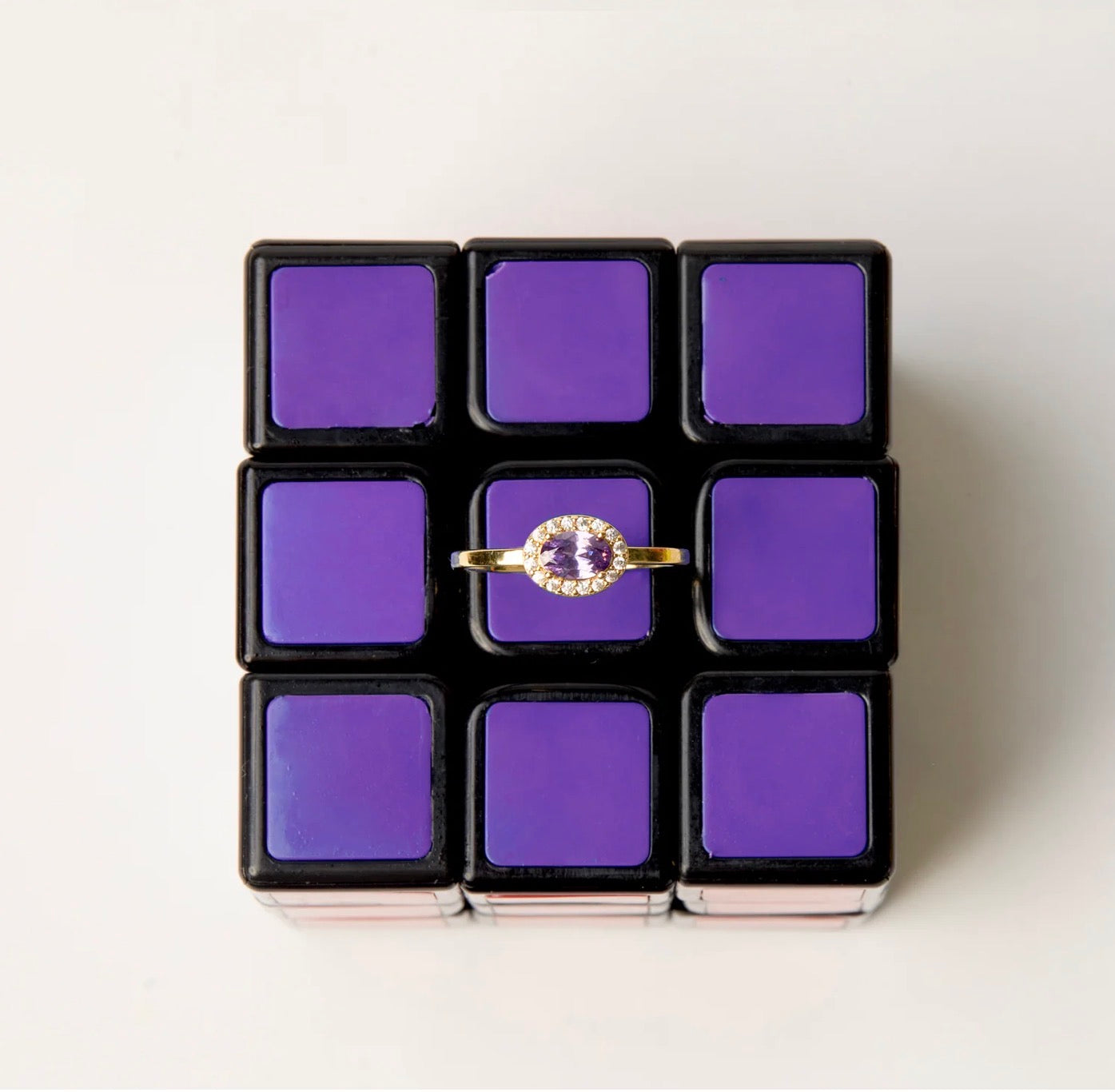 Bague Amethyst Dynasty Dorée Pierre Violette – Mya Bay | Zircons Ajustable