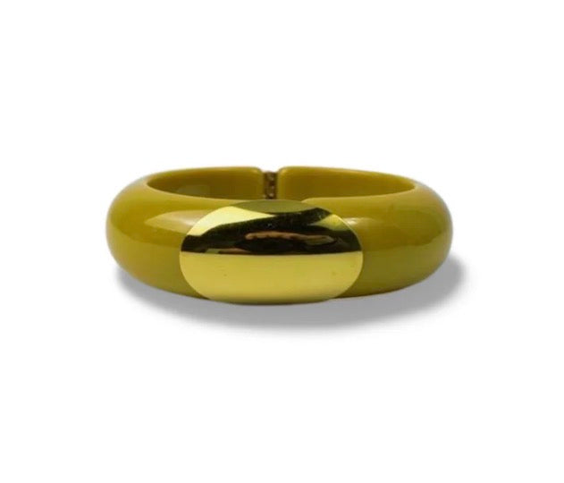 Bracelet manchette QUAIA résine & acier  inoxydable doré