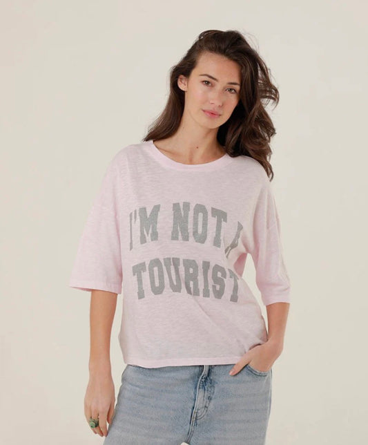 T-SHIRT rose oversize femme glitter I’m NOT A TOURIST - I’m An ISLAND GIRL ONE TEE -