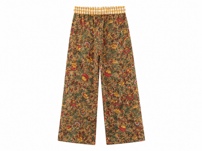 Pantalon Bohème Fleuri & Vichy – 100 % Coton | Taille Unique