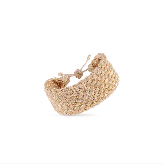 Bracelet Manchette MAAŸAZ Doré – Bijou Tissé Main Inspiré de l'Artisanat Marocain
