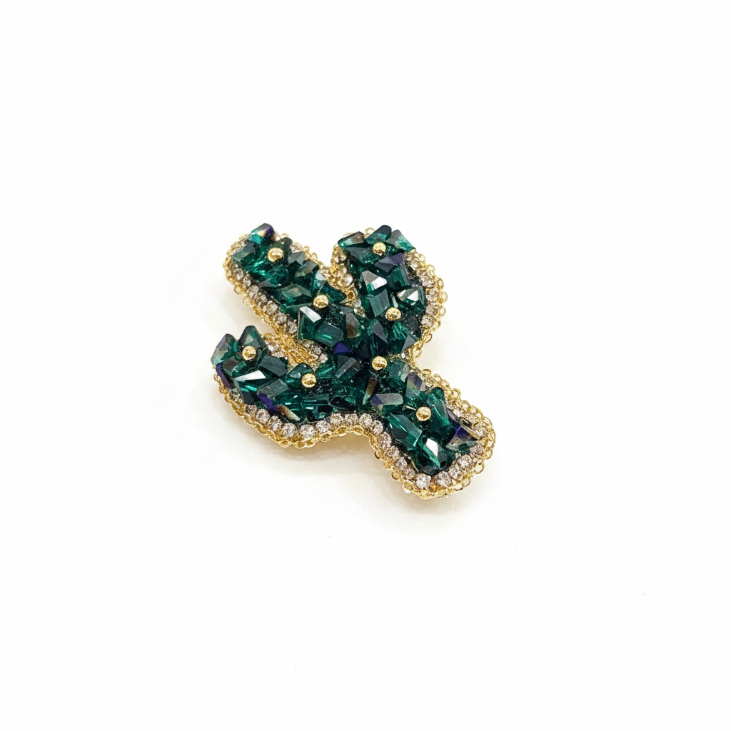 Broche Cactus GREEN ICON – Fond Blanc