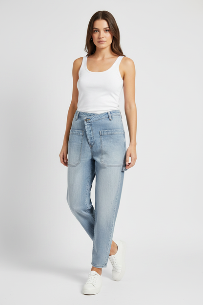 Jean Cargo Taille Croisée Tapered Femme – Please | Différence