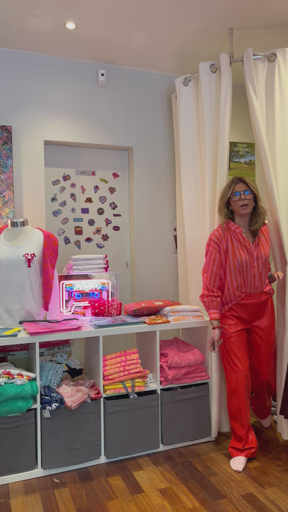 Blouse Rayée Corail & Fushia 100% coton -coupe fluide